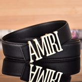 Amiri Belt Black linen leather texture